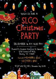 SLCO Christmas Party Fundraiser Flyer