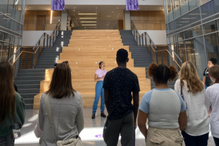 high school students on a college tour