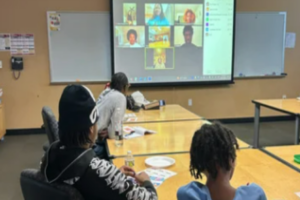 Group of students attending college workshop